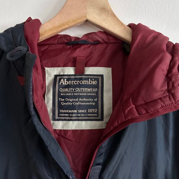 Abercrombie & Fitch Blue & Red Anorak kangaroo Pouch Pullover Jacket Size Small - Picture 7 of 10